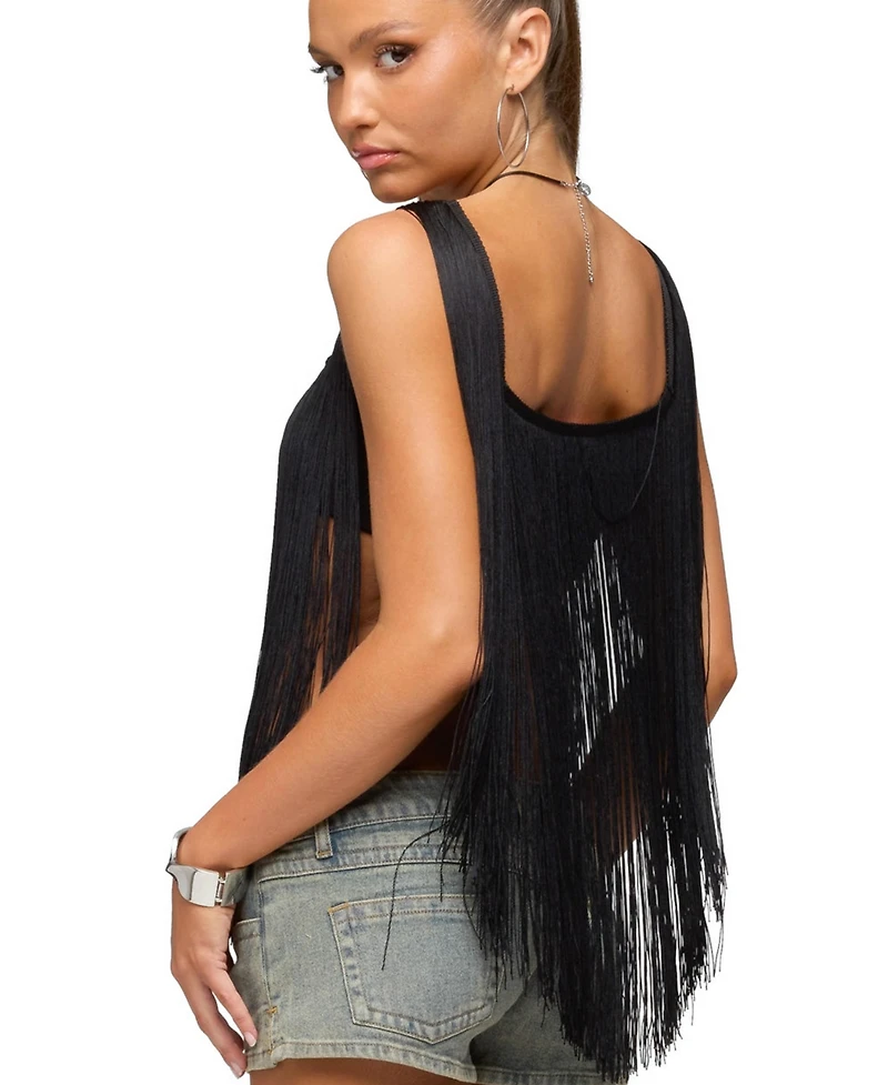 Edikted Women's Eranthe Fringed Crop Top