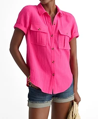 UNTUCKit Women's Cotton Gauze Short-Sleeve Jodi Shirt
