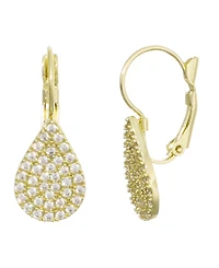 Adornia Gold Cubic Zirconia Pave Pear Drops with French Earrings