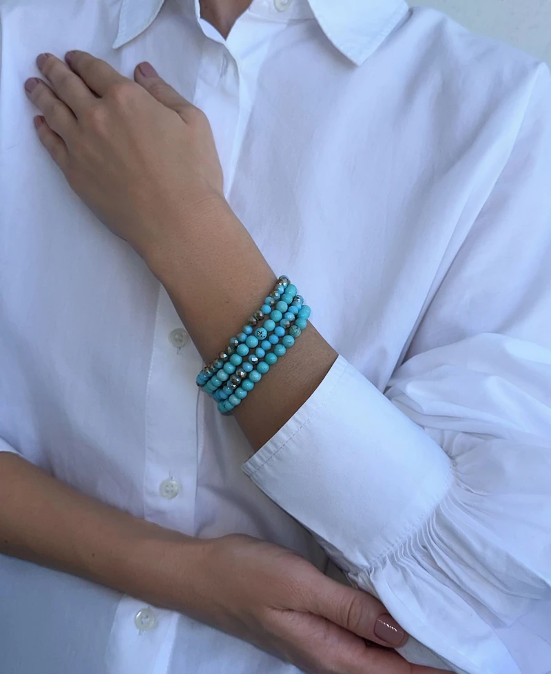 Adornia Crystal Turquoise Set of 4 Stretch Bracelets