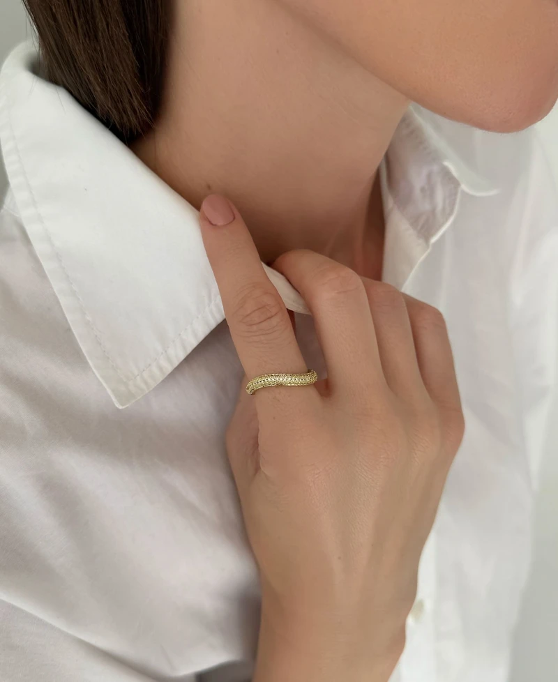 Adornia Gold Cubic Zirconia Curved Chunky Band Ring