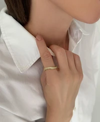 Adornia Gold Cubic Zirconia Curved Chunky Band Ring