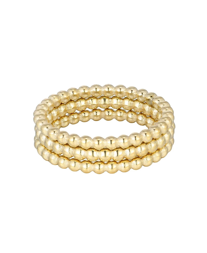 Adornia Tarnish Resistant Gold Set of Three Bead Rings