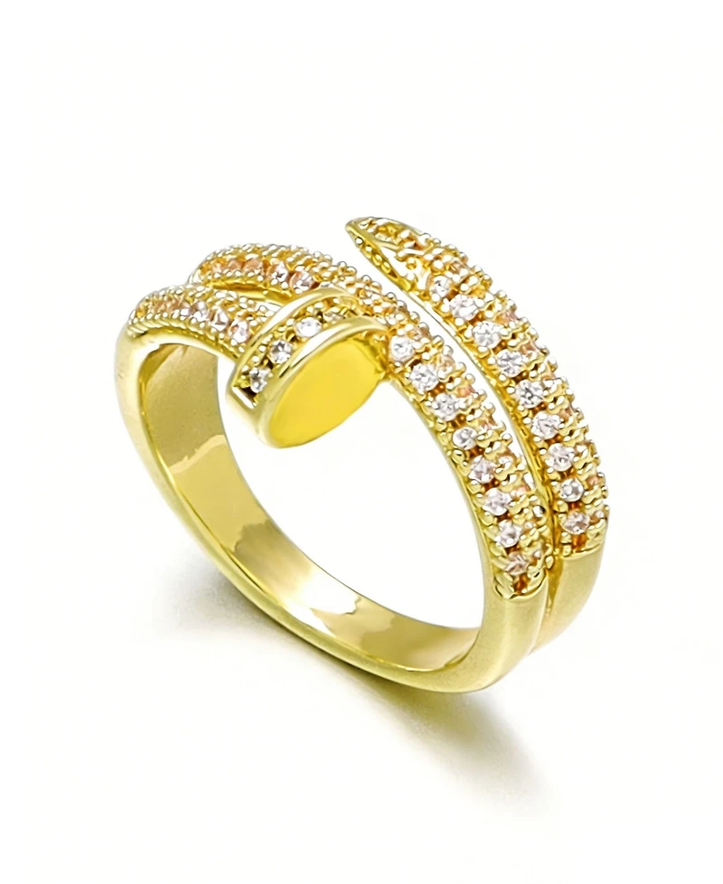 Adornia Gold Cubic Zirconia Double Wrap Nail Ring