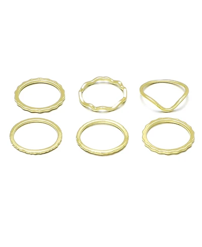 Adornia Gold Wavy 6-Piece Band Ring Set