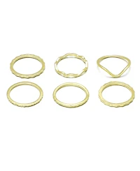 Adornia Gold Wavy 6-Piece Band Ring Set