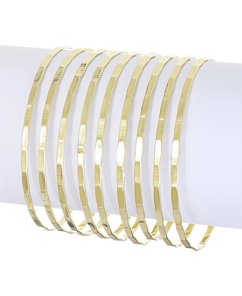Adornia Gold-Plated 9-Piece Thin Bangle Bracelet Set
