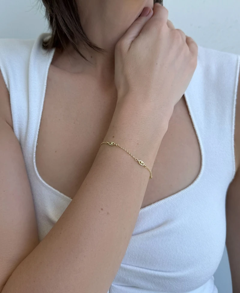 Adornia Gold Evil Eye Station Bracelet