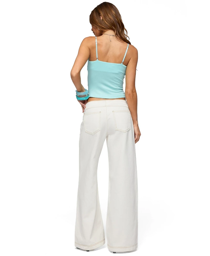 Edikted Women's Kianni Low Rise Wide Leg Jeans