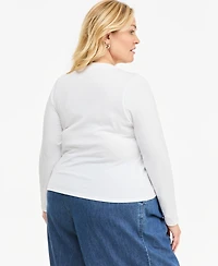 On 34th Plus Meet & Greet Long-Sleeve Top, Macy's Exclusive
