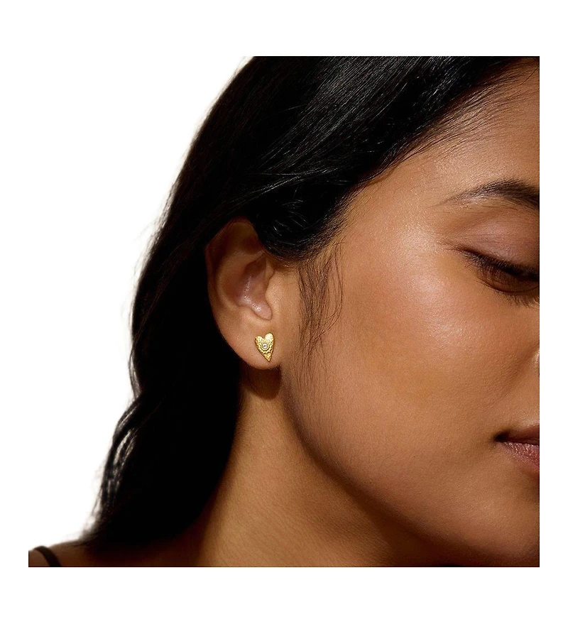 Satya Jewelry Sacred Connection Heart Lotus Stud Earrings