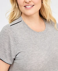 On 34th Plus Piped Tissue Jersey Layering Crewneck T-Shirt, Macy's Exclusive