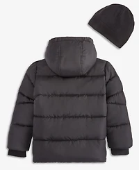 S Rothschild & Co Boys' 2T-5T Solid Quilted Puffer Coat and Fleece Hat (while supplies last)