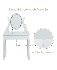 Volenca Lighted Vanity Set with 10 Led Bulbs, 5 Drawers, Cushioned Stool