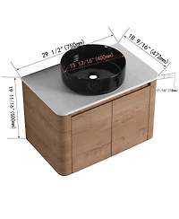 Sillysis Wall Mounted Modern Bathroom Vanity with Plywood Cabinet, Stone Countertop