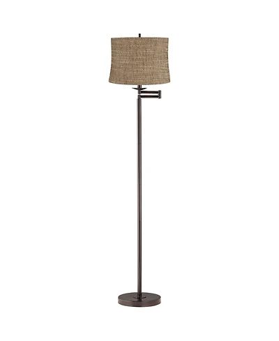 360 Lighting Modern Swing Arm Floor Lamp Adjustable 62.5" Tall Dortmund Drum Shade for Living Room Reading Bedroom Office