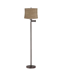 360 Lighting Modern Swing Arm Floor Lamp Adjustable 62.5" Tall Dortmund Drum Shade for Living Room Reading Bedroom Office