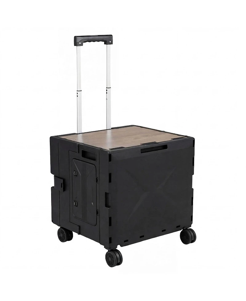 Gouun Foldable Rolling Utility Cart with Cup Holder and 4 Swivel Wheels Bin