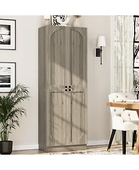 Aheaplus Tall Arch Pantry Cabinet with Doors and Shelves, Wooden Kitchen