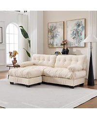 Clihome Modular Sectional Sofa Cloud Couch, Deep Seat L Shaped Couch with Ottoman,Comfy advanced flannelette Loveseat 4 Pillows