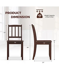 Gymax Wood Dining Chair Rubber Wood Legs Curved Backrest for Kitchen