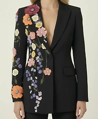 Modenaire Women's Floral Embroidered Notch-Lapel Blazer