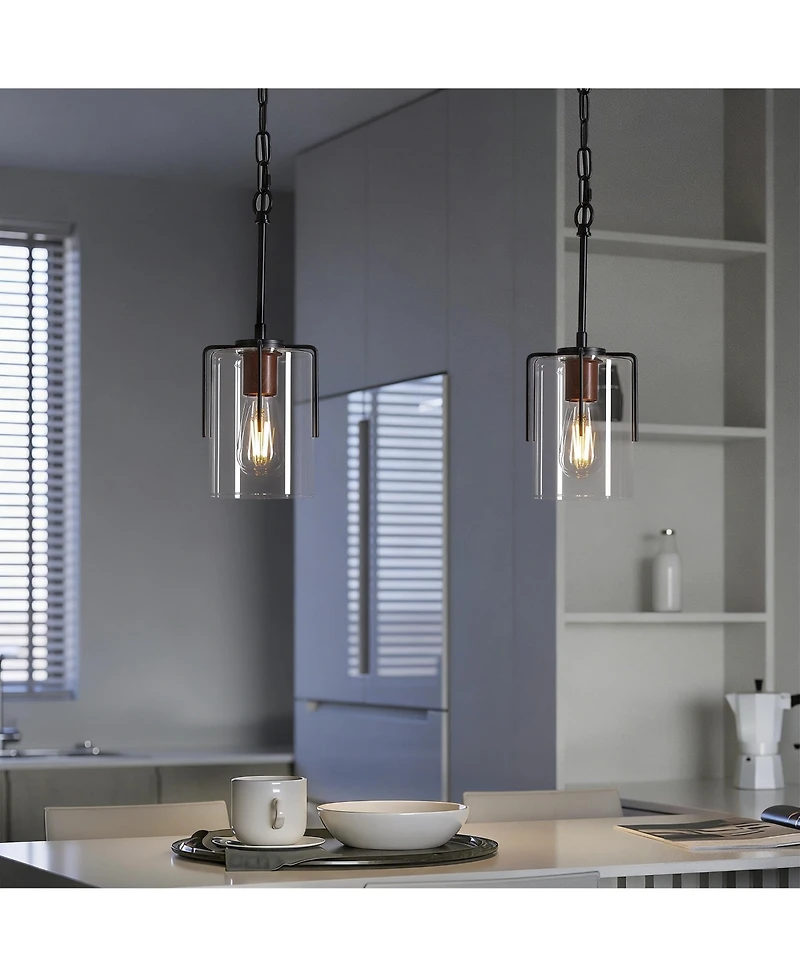 Midola Modern Industrial Pendant Light with Clear Glass Shade, Adjustable Metal Pendant Lighting for Kitchen Island Dining Room Entryway