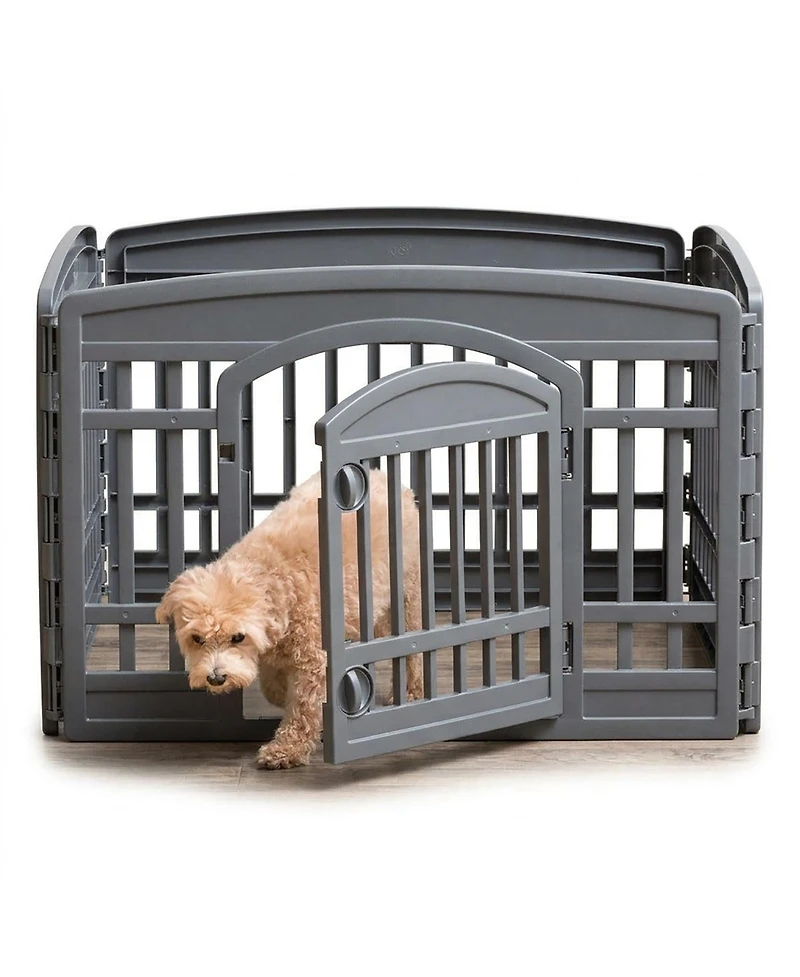 Iris Usa Exercise Pet Playpen Plastic 4 Panel Gate with Door for Dogs