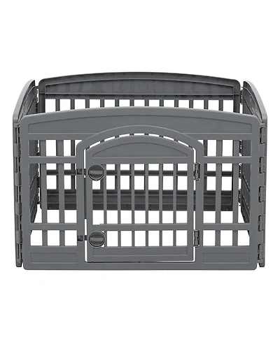 Iris Usa Exercise Pet Playpen Plastic 4 Panel Gate with Door for Dogs