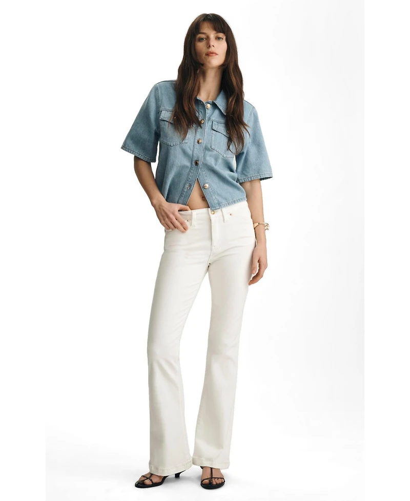 Mavi Jeans Women's Sydney High Rise Flare Off White Gold Premium
