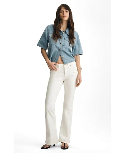 Mavi Jeans Women's Sydney High Rise Flare Off White Gold Premium
