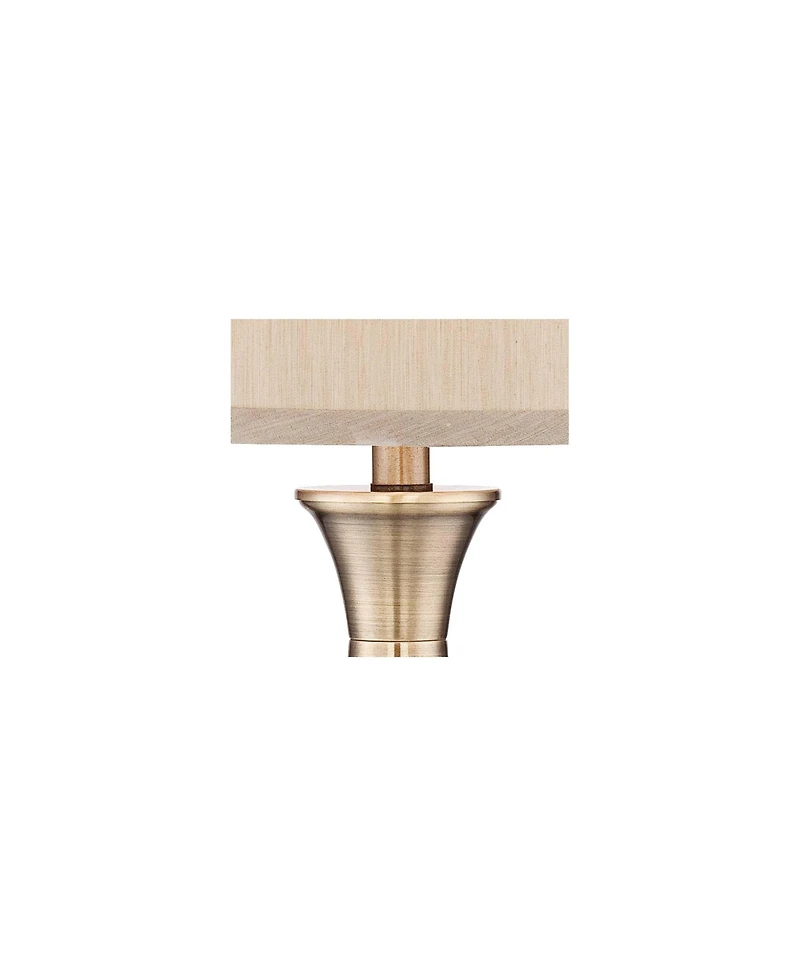 Regency Hill Becky Traditional Table Lamps Set of 2 with Round Risers 25 3/4" High Antique Brass Beige Drum Shade for Bedroom Living Room House Home