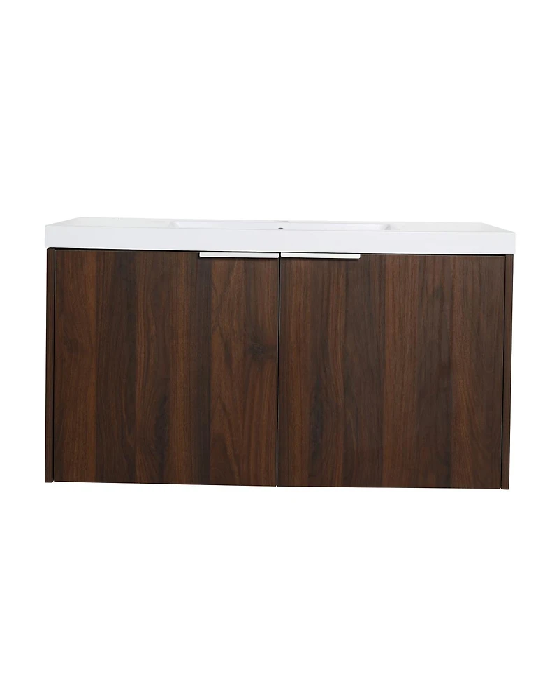 Sillysis Wall Mounted Double Bathroom Vanity with Resin Sinks, Plywood Cabinets and Open Storage for Modern Bathrooms
