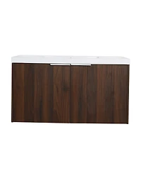 Sillysis Wall Mounted Double Bathroom Vanity with Resin Sinks, Plywood Cabinets and Open Storage for Modern Bathrooms
