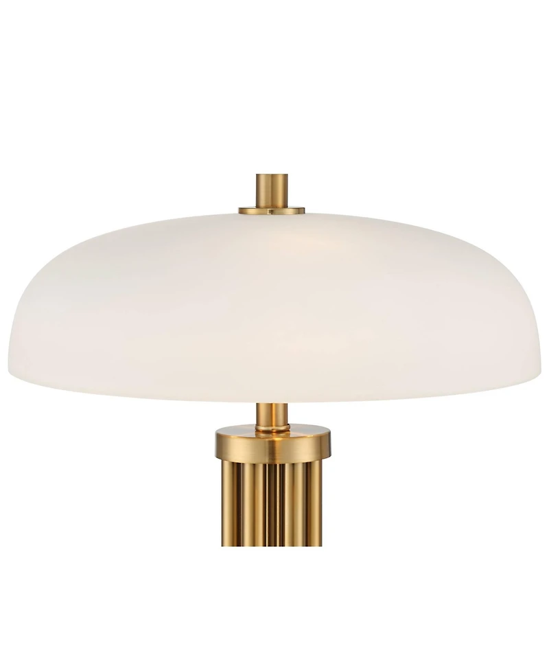 Possini Euro Design Granview 23" High Mid Century Modern Accent Table Lamp Dual Usb Ports Brass Metal Glass Dome Shade Charging
