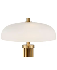 Possini Euro Design Granview 23" High Mid Century Modern Accent Table Lamp Dual Usb Ports Brass Metal Glass Dome Shade Charging
