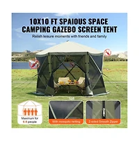 Sugift Pop Up Gazebo Tent 6 Sided Canopy Sun Shelter with Mosquito Netting Army Tone