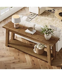 Tribesigns 70.9" Solid Wood Console Table, 2-Tier Farmhouse Sofa Table for Entryway and Living Room