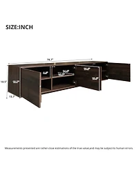 Rainsken 70 inch Modern Tv Stand, for TVs up to 85 inch, Push Open Doors Soft Close Hinges Cable Management 4 Doors Storage, for Living Room