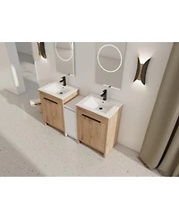 Sillysis Freestanding Double Bathroom Vanity Set with Ceramic Sinks, Plywood Cabinets, Center Storage for Modern Bathrooms