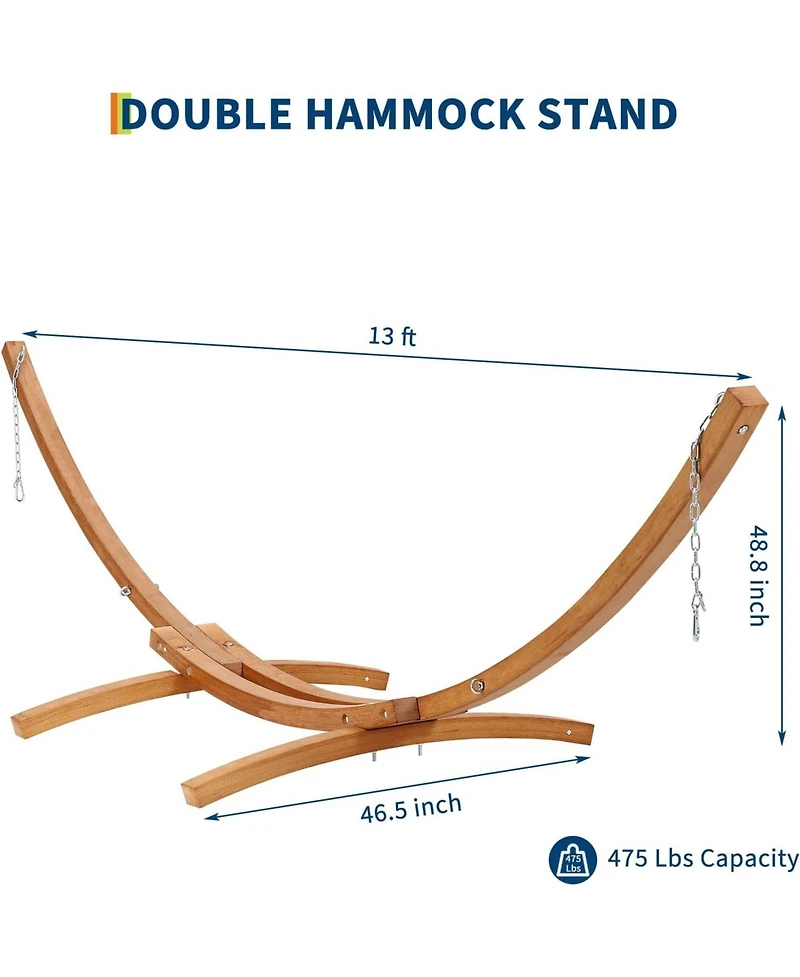 gaomon Wood Hammock Stand Only, Max 475 Lbs, Heavy Duty Weatherproof Wood Hammock Stand for Outdoor, Indoor, Garden, Patio, Backyard
