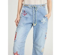 Driftwood Women's Twyla Going Coastal Wide-Leg Barrel Jeans