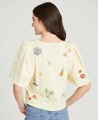 Driftwood Women's Destination Doodle Flutter-Sleeve T-Shirt
