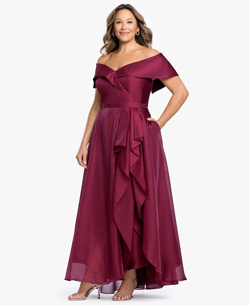 Xscape Plus Off-The-Shoulder Sleeveless Gown
