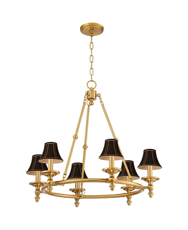Stiffel Hartley 28inch Antique Gold 6-Light Chandelier with Shade
