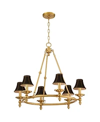 Stiffel Hartley 28inch Antique Gold 6-Light Chandelier with Shade