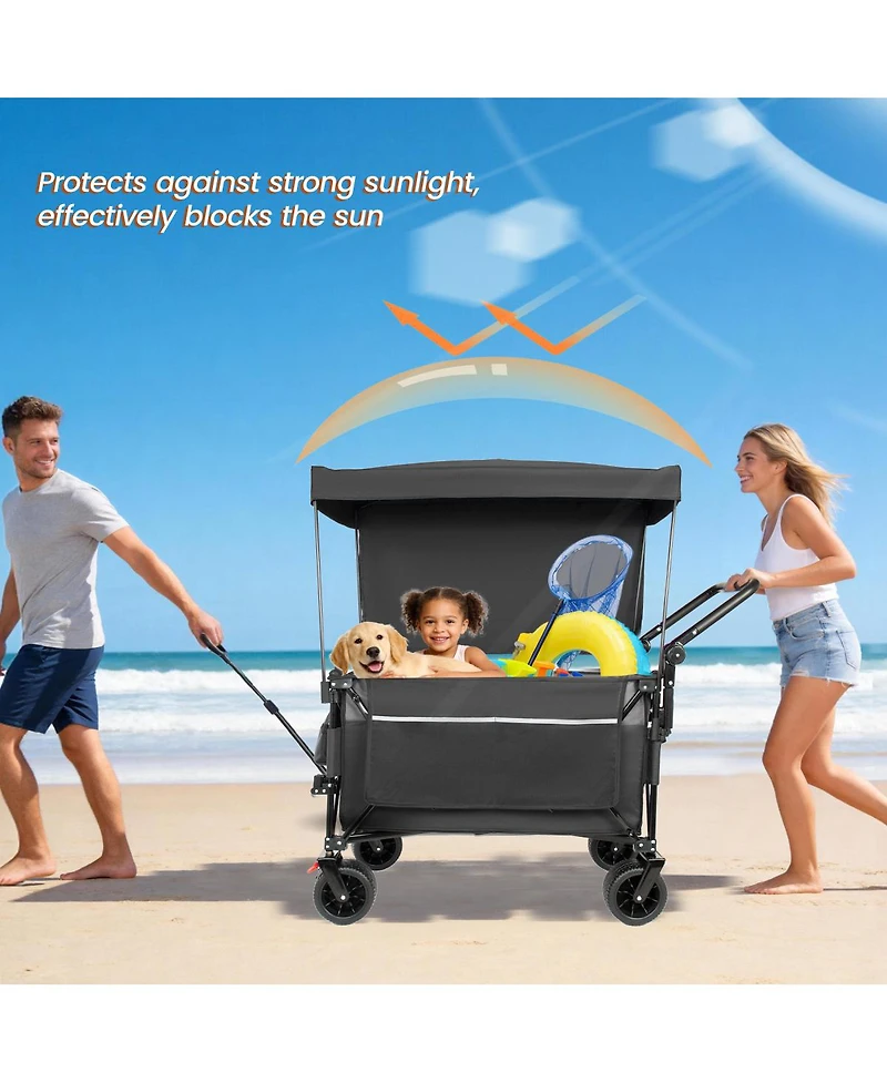 Streamdale Furniture Multi-Functional Folding Wagon Cart with Canopy 480lbs Capacity