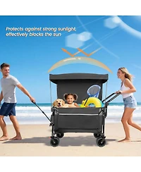 Streamdale Furniture Multi-Functional Folding Wagon Cart with Canopy 480lbs Capacity