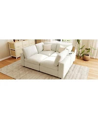 Streamdale U-style 133.5'' Modular Sectional Sofa with Storage Usb Wireless Charge and Speaker
