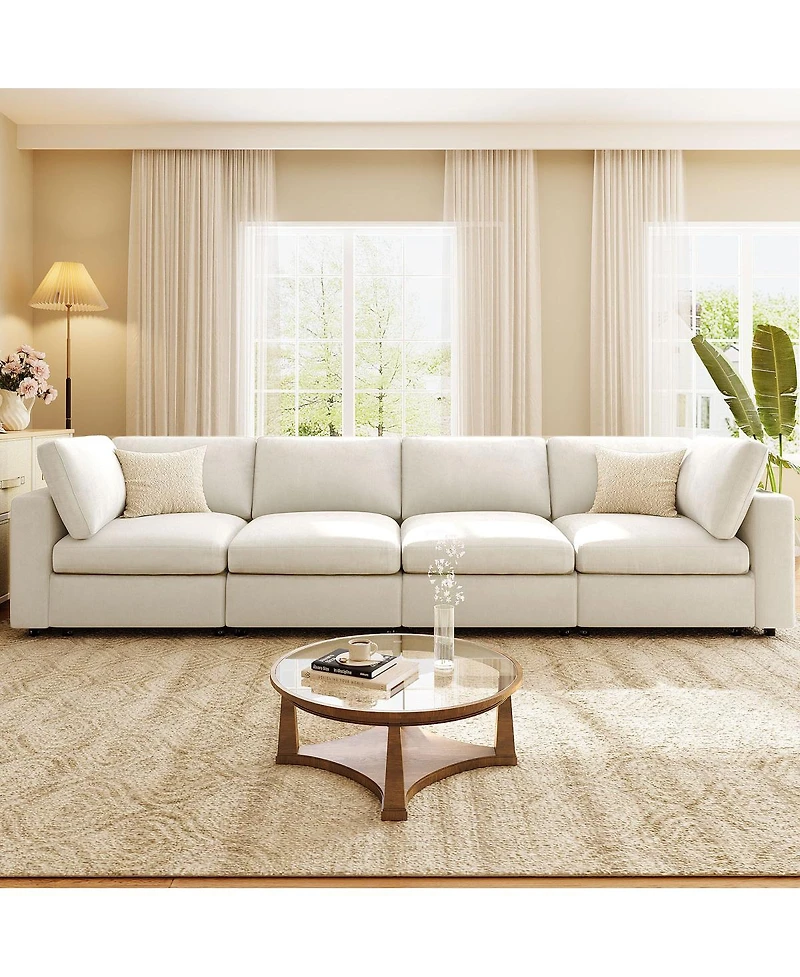 Streamdale U-style 133.5'' Modular Sectional Sofa with Storage Usb Wireless Charge and Speaker
